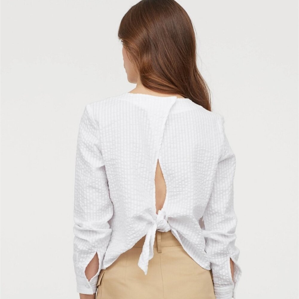Women's H&M White Textured Blouse - Size 0